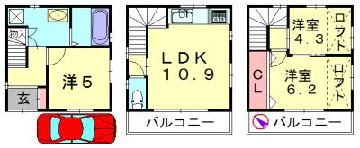 Floor plan. 24.5 million yen, 3LDK, Land area 39.89 sq m , Building area 68.5 sq m