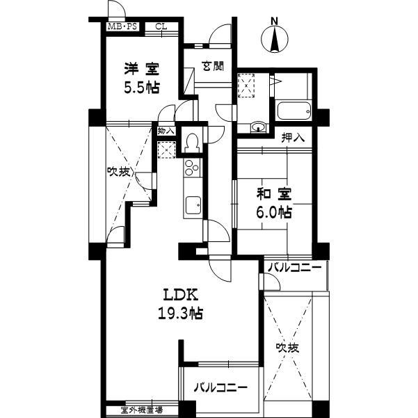 Floor plan. 2LDK, Price 10.5 million yen, Occupied area 69.21 sq m , Balcony area 7.89 sq m