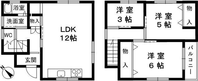 Floor plan. 7.5 million yen, 3LDK, Land area 74.21 sq m , Building area 63.99 sq m