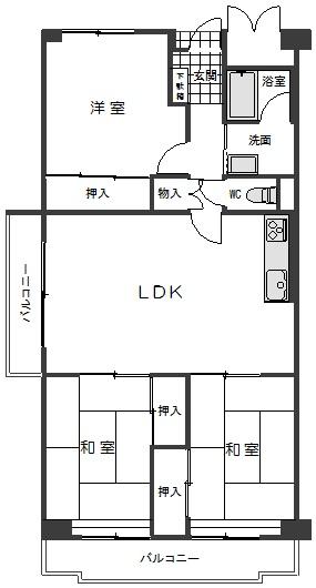 Floor plan. 3LDK, Price 6.5 million yen, Occupied area 79.64 sq m , Balcony area 13.2 sq m