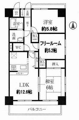 Floor plan. 3LDK, Price 16.8 million yen, Footprint 67.5 sq m , You can see a balcony area 9.6 sq m sea