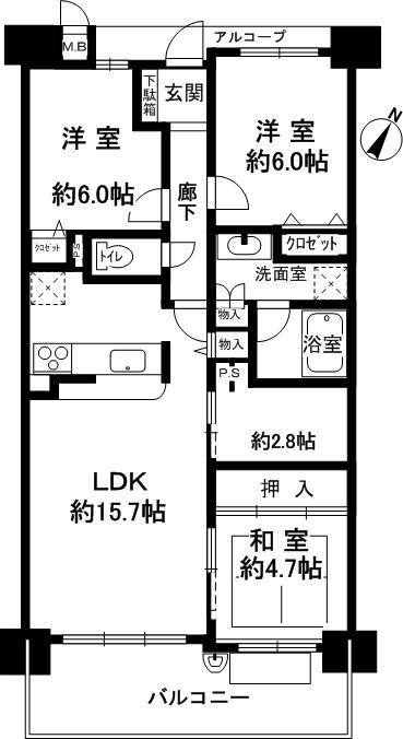 Floor plan. 3LDK + S (storeroom), Price 16.8 million yen, Occupied area 75.09 sq m , Balcony area 11.76 sq m
