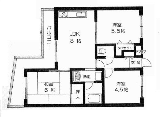 Floor plan. 3LDK, Price 9.8 million yen, Footprint 49.8 sq m , Balcony area 10 sq m
