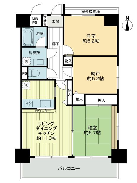 Floor plan. 2LDK + S (storeroom), Price 16.8 million yen, Footprint 67.5 sq m , Balcony area 9.6 sq m