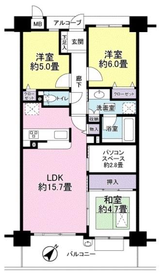 Floor plan. 3LDK + S (storeroom), Price 16.8 million yen, Occupied area 75.09 sq m , Balcony area 11.76 sq m