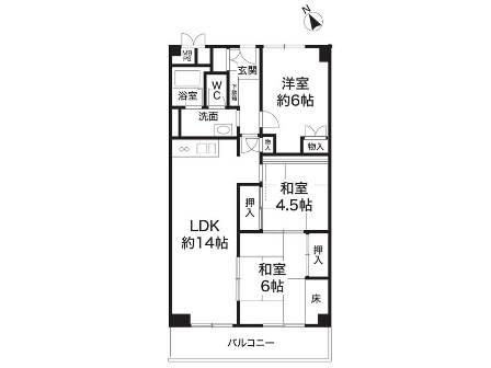 Floor plan. 3LDK, Price 9.8 million yen, Occupied area 77.41 sq m , Balcony area 9.68 sq m