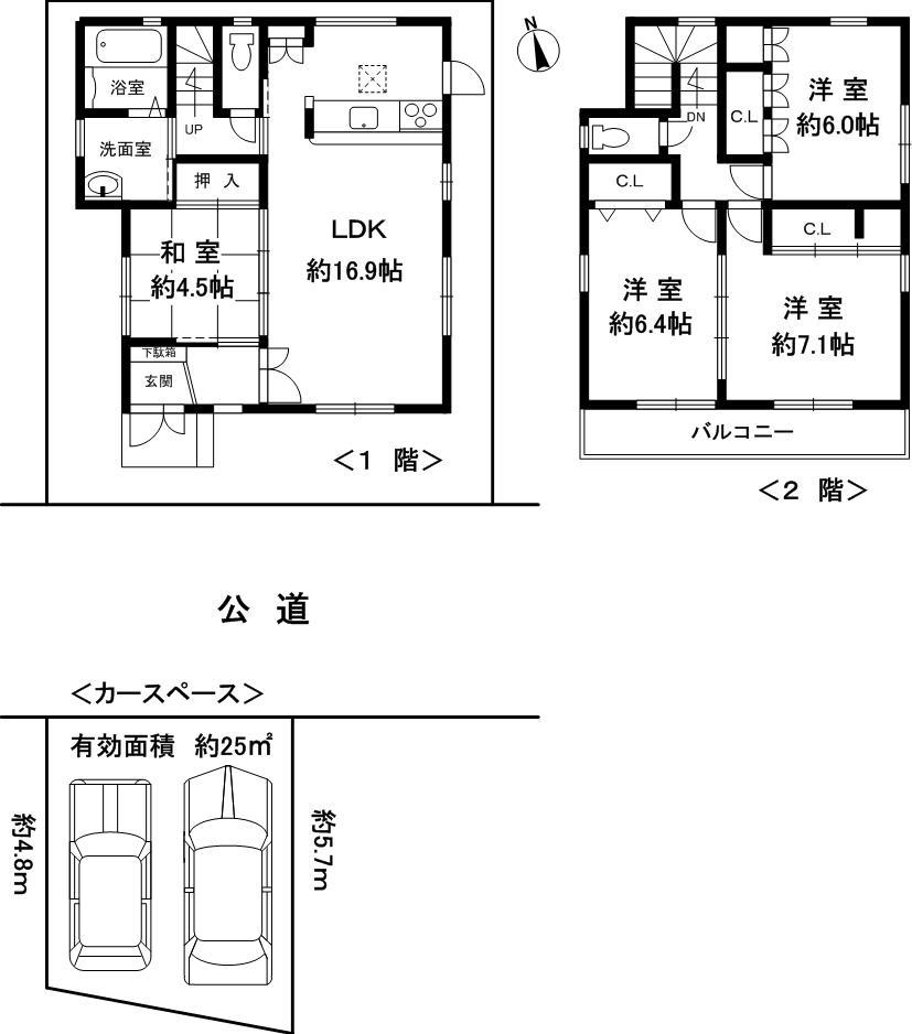 Floor plan. 36,800,000 yen, 4LDK, Land area 91.05 sq m , Building area 97.5 sq m