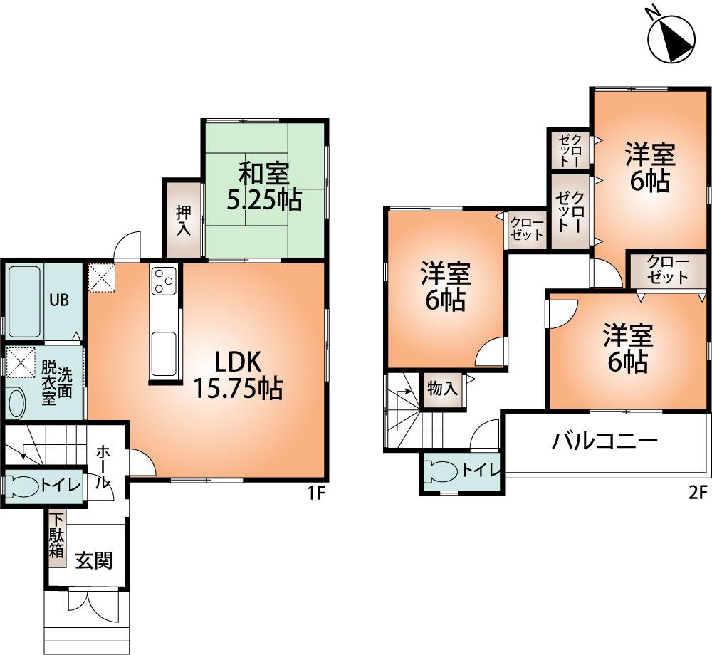Floor plan. ( [No. 1 destination] ), Price 25,800,000 yen, 4LDK, Land area 129.42 sq m , Building area 95.58 sq m