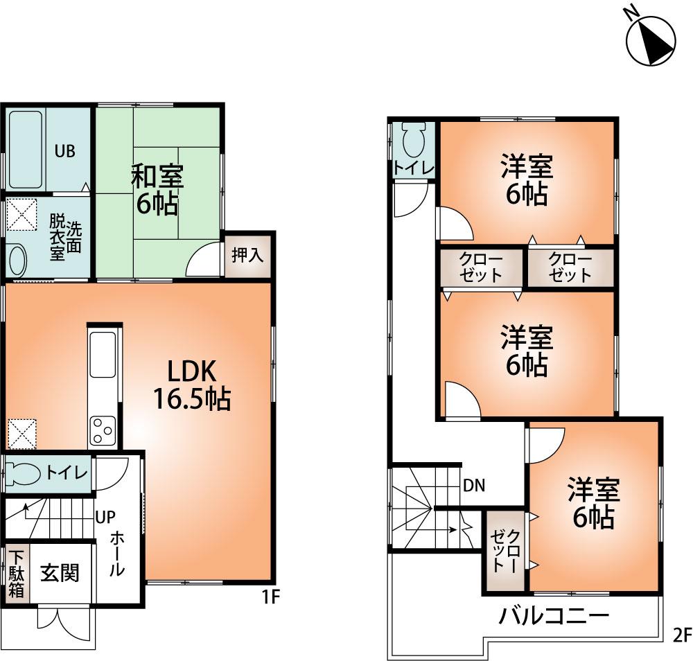 Floor plan. ( [No. 2 place] ), Price 25,800,000 yen, 4LDK, Land area 140.63 sq m , Building area 98.41 sq m