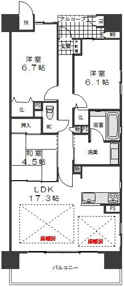 Floor plan. 3LDK, Price 17.8 million yen, Occupied area 78.27 sq m , Balcony area 13.2 sq m