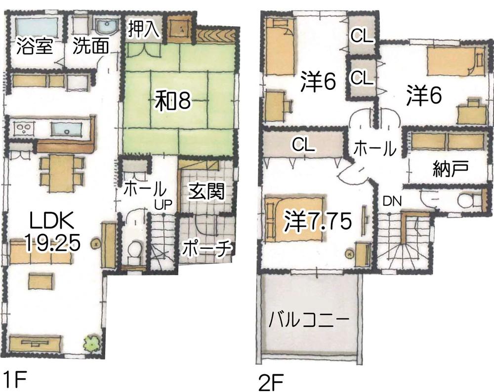 Building plan example (floor plan). Building plan example Building price 20,980,000 yen, Building area  117.37  sq m