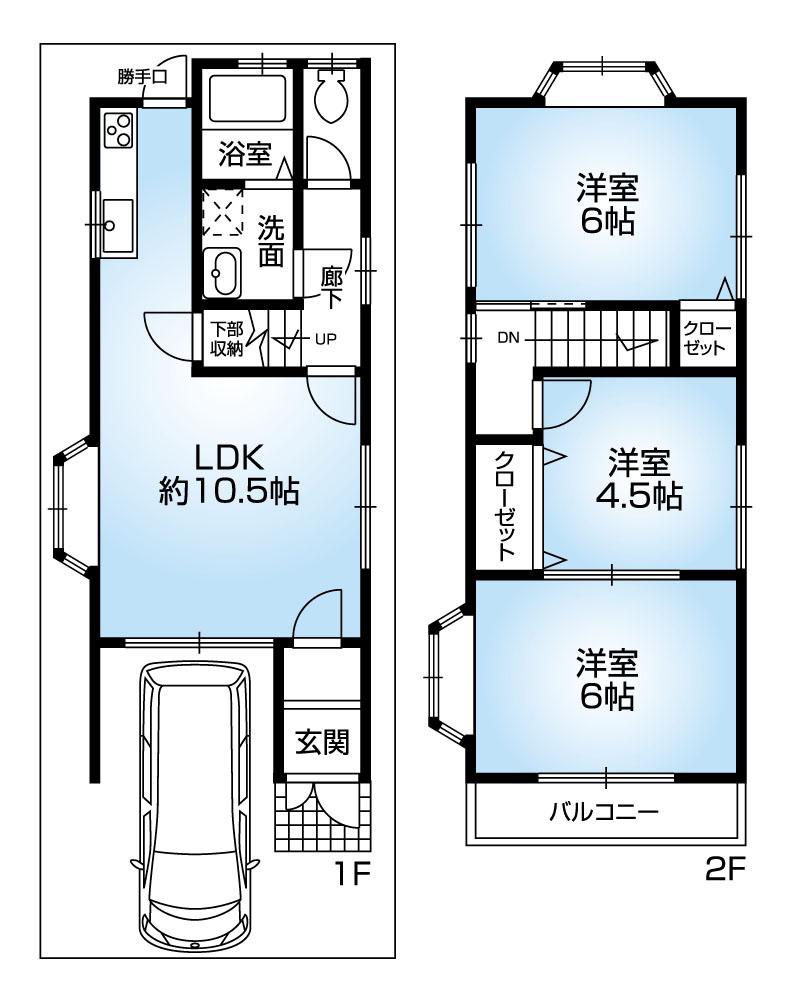 Floor plan. 14.8 million yen, 3LDK, Land area 57.43 sq m , Building area 65.81 sq m Mato (3LDK) 2013 November interior renovation completed. Car with port (1BOX) Allowed.