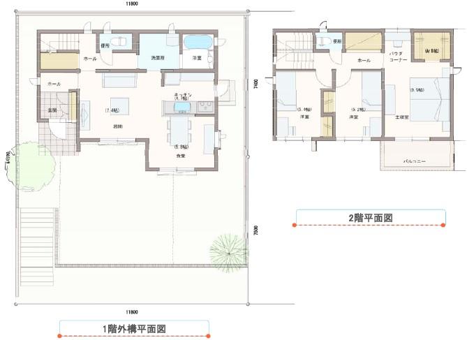 Compartment view + building plan example. Building plan example, Land price 48 million yen, Land area 176.68 sq m