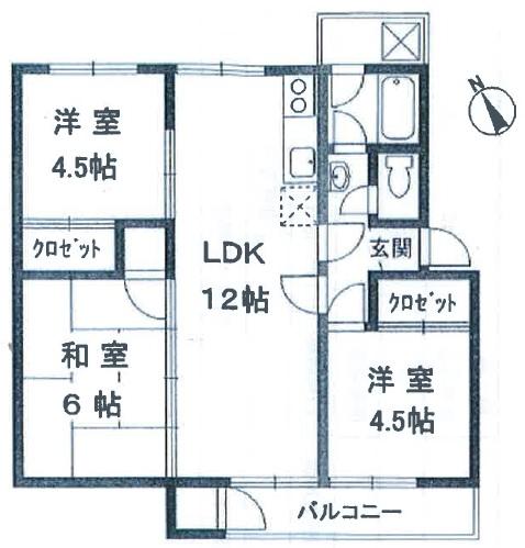 Floor plan. 3LDK, Price 7.8 million yen, Occupied area 57.34 sq m , Balcony area 5 sq m indoor 2009 renovation completed