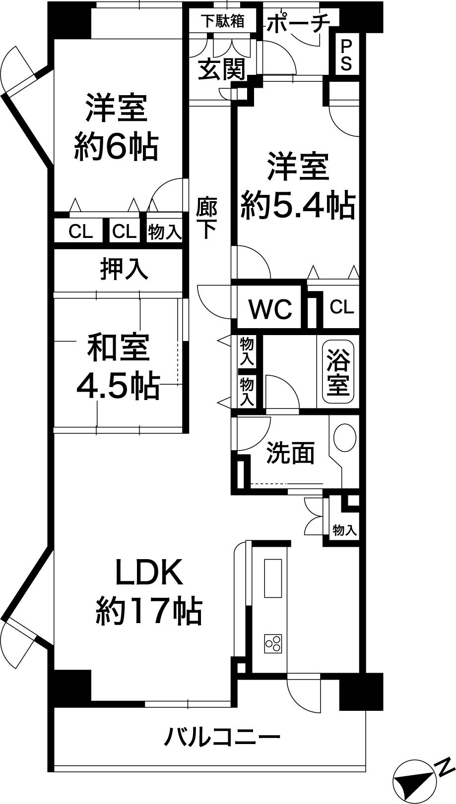 Floor plan. 3LDK, Price 21,800,000 yen, Occupied area 77.24 sq m , 3LDK of balcony area 9.35 sq m square room