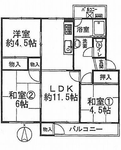 Floor plan. 3LDK, Price 7.8 million yen, Occupied area 60.56 sq m , Balcony area 5 sq m