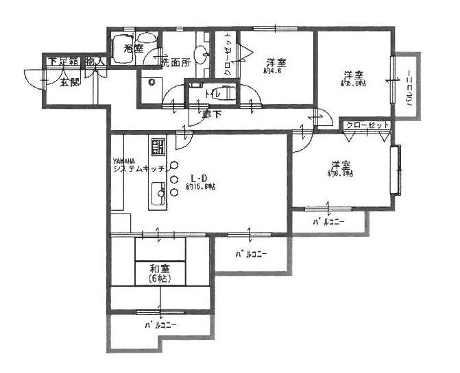 Floor plan. 4LDK, Price 23.8 million yen, Occupied area 86.56 sq m , Balcony area 12.26 sq m