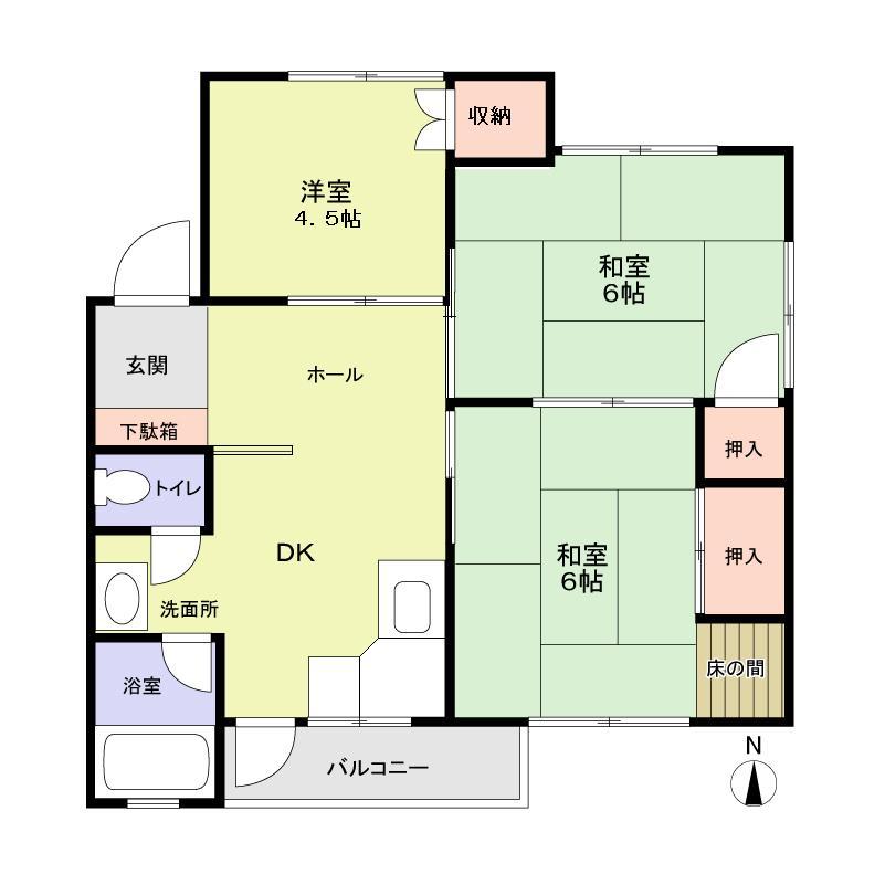 Floor plan. 3DK, Price 5.8 million yen, Occupied area 55.14 sq m , Balcony area 3.4 sq m