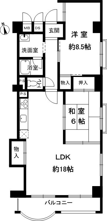 Floor plan. 2LDK, Price 13.8 million yen, Occupied area 76.32 sq m , Balcony area 8.15 sq m