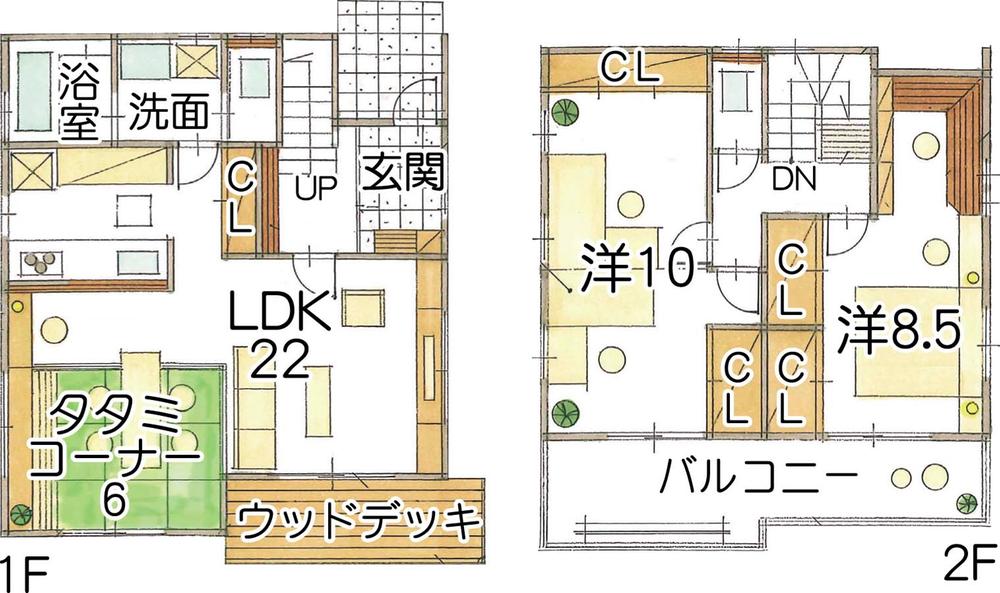 Building plan example (introspection photo). Building plan example (No. 8 locations) Building price 17,660,000 yen, Building area 99.37 sq m