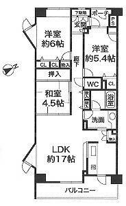 Floor plan. 3LDK, Price 21,800,000 yen, Occupied area 77.24 sq m , Balcony area 9.35 sq m