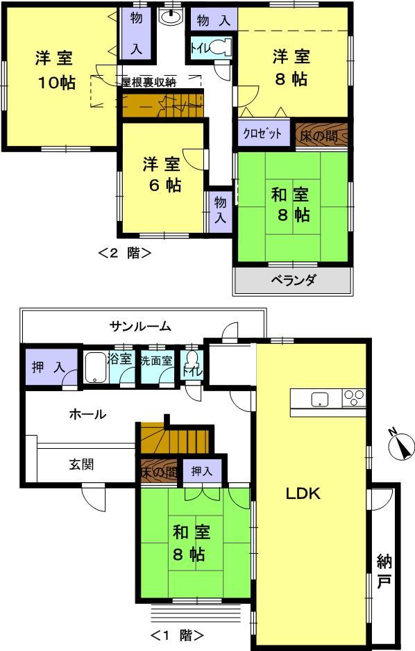 Floor plan. 20,700,000 yen, 5LDK, Land area 208.94 sq m , Building area 175.62 sq m