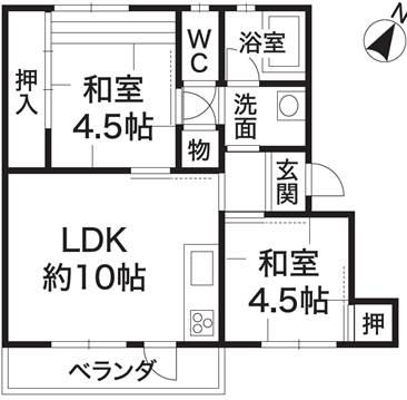 Floor plan. 2LDK, Price 2.9 million yen, Occupied area 41.26 sq m , Balcony area 4.8 sq m