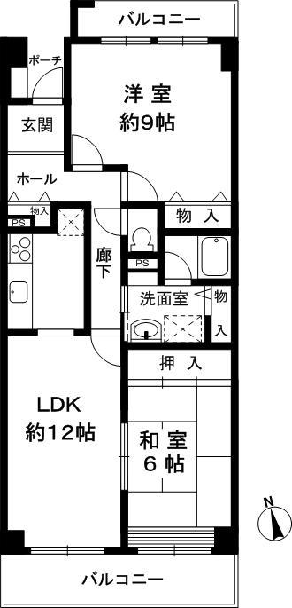 Floor plan. 2LDK, Price 9.5 million yen, Occupied area 66.71 sq m , Balcony area 11.29 sq m