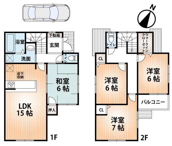 Floor plan. 25,800,000 yen, 4LDK, Land area 100.01 sq m , Building area 93.96 sq m