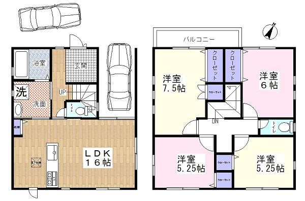 Floor plan. 22 million yen, 4LDK, Land area 102 sq m , Building area 93.96 sq m