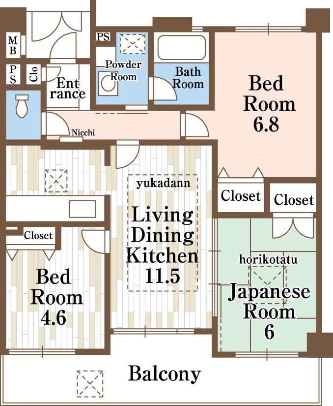 Floor plan. 3LDK, Price 17.8 million yen, Occupied area 63.19 sq m , Balcony area 10.86 sq m