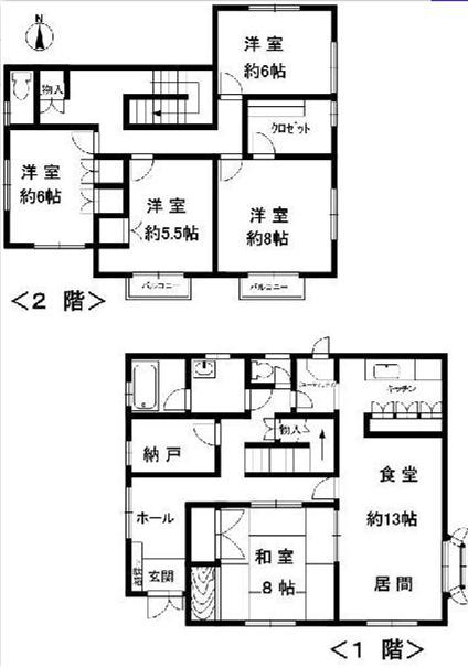 Floor plan. 31,800,000 yen, 5LDK, Land area 198.33 sq m , Building area 147.39 sq m