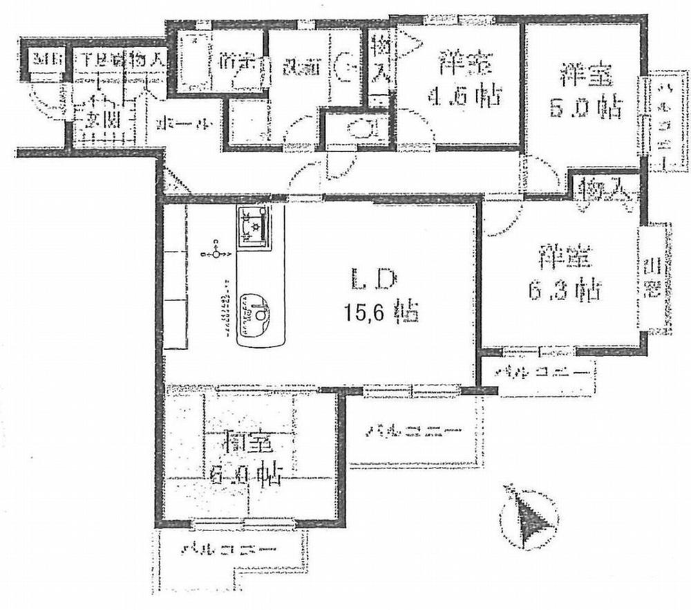 Floor plan. 4LDK, Price 23.8 million yen, Occupied area 86.56 sq m , Floor plan with a focus on LD of the balcony area 12.26 sq m 15 Pledge Day in three direction room ・ Ventilation good