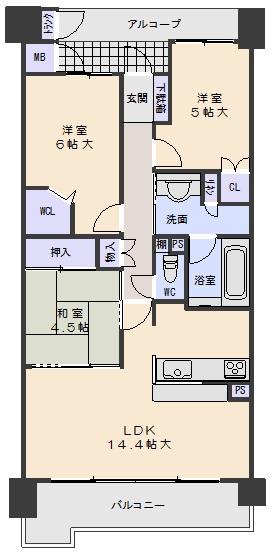 Floor plan. 3LDK, Price 18,800,000 yen, Occupied area 68.11 sq m , Balcony area 13.15 sq m