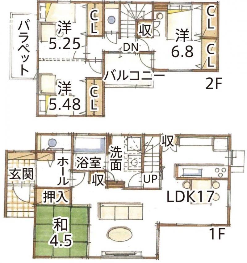 Other building plan example. Building plan example (No. 5 locations) Building price 17,510,000 yen, Building area 101.81  sq m