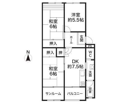 Floor plan. 3DK, Price 4.9 million yen, Occupied area 63.01 sq m , Balcony area 4 sq m