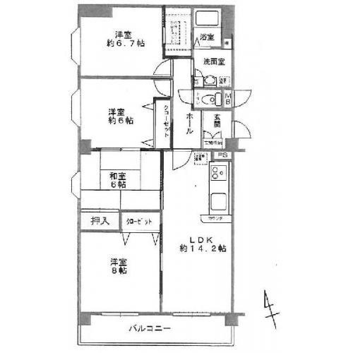 Floor plan. 4LDK, Price 13.8 million yen, Occupied area 89.08 sq m , Balcony area 10.2 sq m