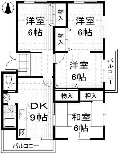Floor plan. 4DK, Price 8.6 million yen, Footprint 72.6 sq m , Balcony area 7 sq m