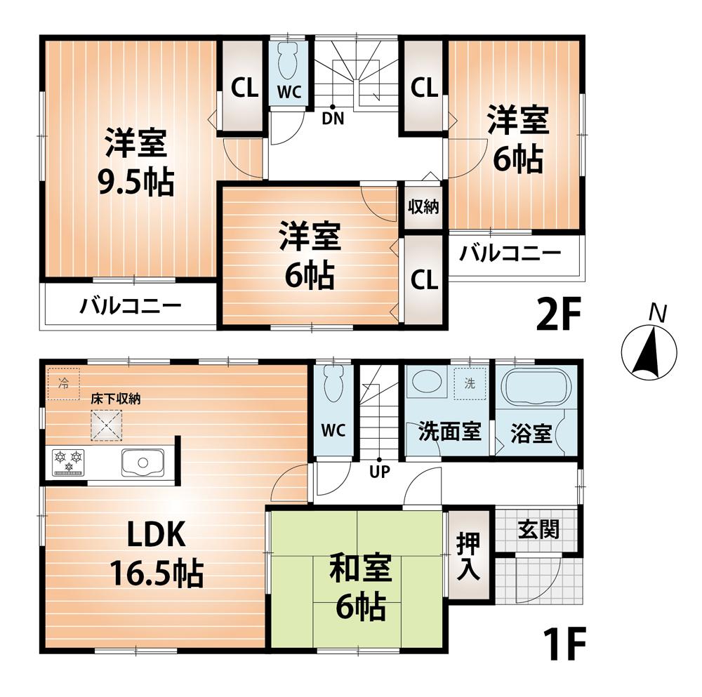 Floor plan. (No. 5 locations), Price 31,800,000 yen, 4LDK, Land area 128.62 sq m , Building area 105.16 sq m