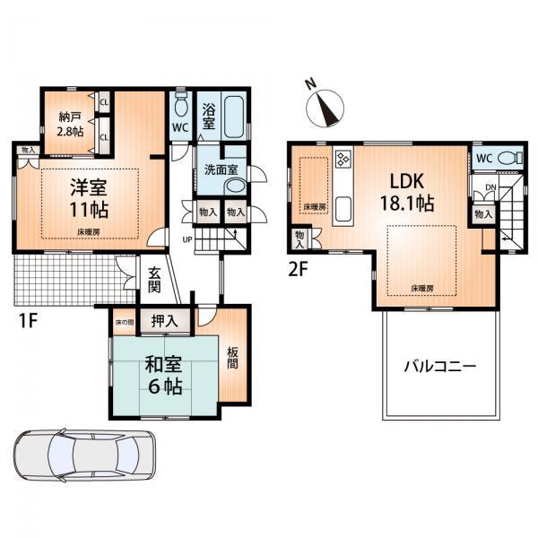 Floor plan. 28.8 million yen, 2LDK+S, Land area 157.72 sq m , Building area 100.98 sq m