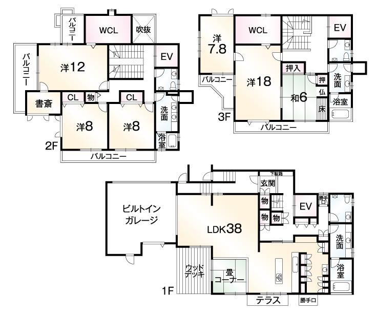 Floor plan. 59,800,000 yen, 6LDK + 3S (storeroom), Land area 379.8 sq m , Building area 354.56 sq m