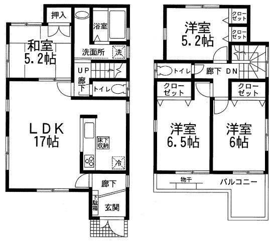 Floor plan. 25,800,000 yen, 4LDK, Land area 121.33 sq m , Building area 94.36 sq m 4LDK