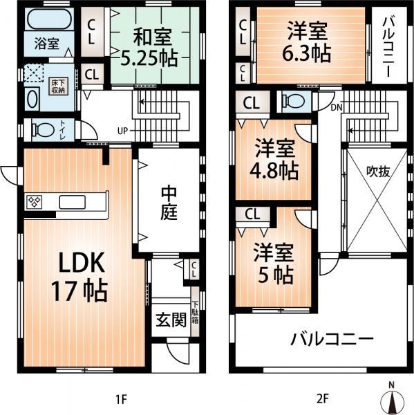 Floor plan. 37,560,000 yen, 4LDK, Land area 147.43 sq m , Building area 101.43 sq m