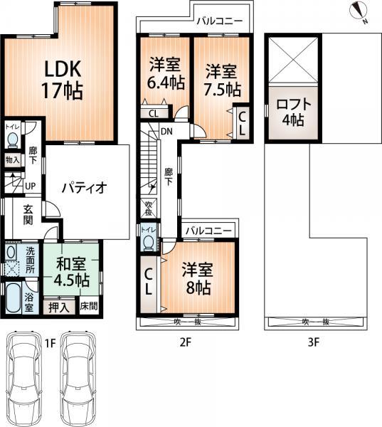 Floor plan. 36 million yen, 4LDK, Land area 139.88 sq m , Building area 104.43 sq m