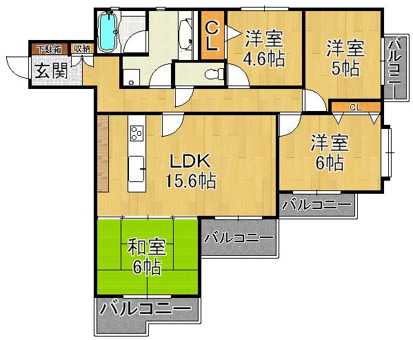 Floor plan. 4LDK, Price 23.8 million yen, Occupied area 86.56 sq m , Balcony area 12.26 sq m