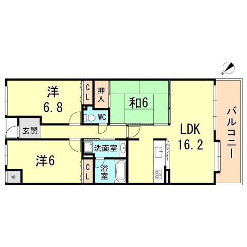 Floor plan. 3LDK, Price 11.8 million yen, Occupied area 74.88 sq m , Balcony area 10.45 sq m