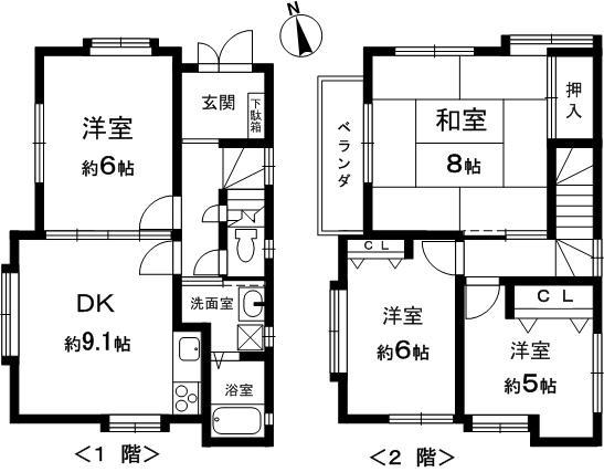 Floor plan. 11.8 million yen, 4DK, Land area 56.41 sq m , Building area 92.02 sq m