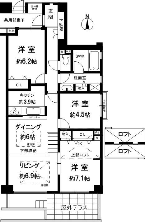 Floor plan. 3LDK, Price 23.5 million yen, Occupied area 76.05 sq m , Balcony area 14.33 sq m