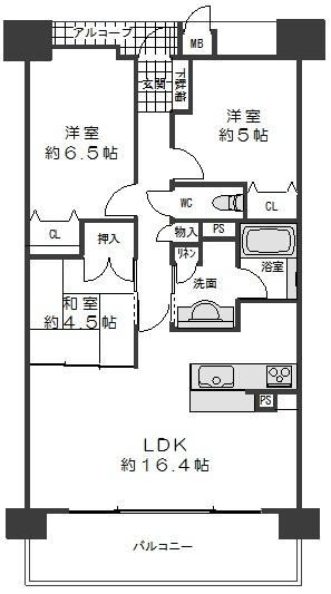 Floor plan. 3LDK, Price 34,800,000 yen, Occupied area 70.06 sq m , Balcony area 13.3 sq m