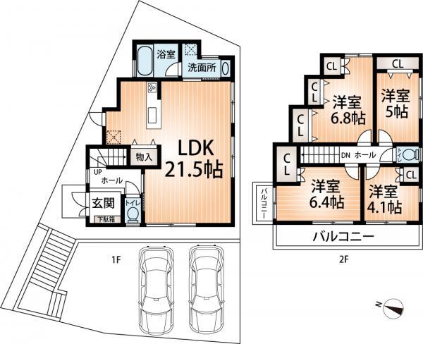 Floor plan. 29,800,000 yen, 4LDK, Land area 128.42 sq m , Building area 103.76 sq m